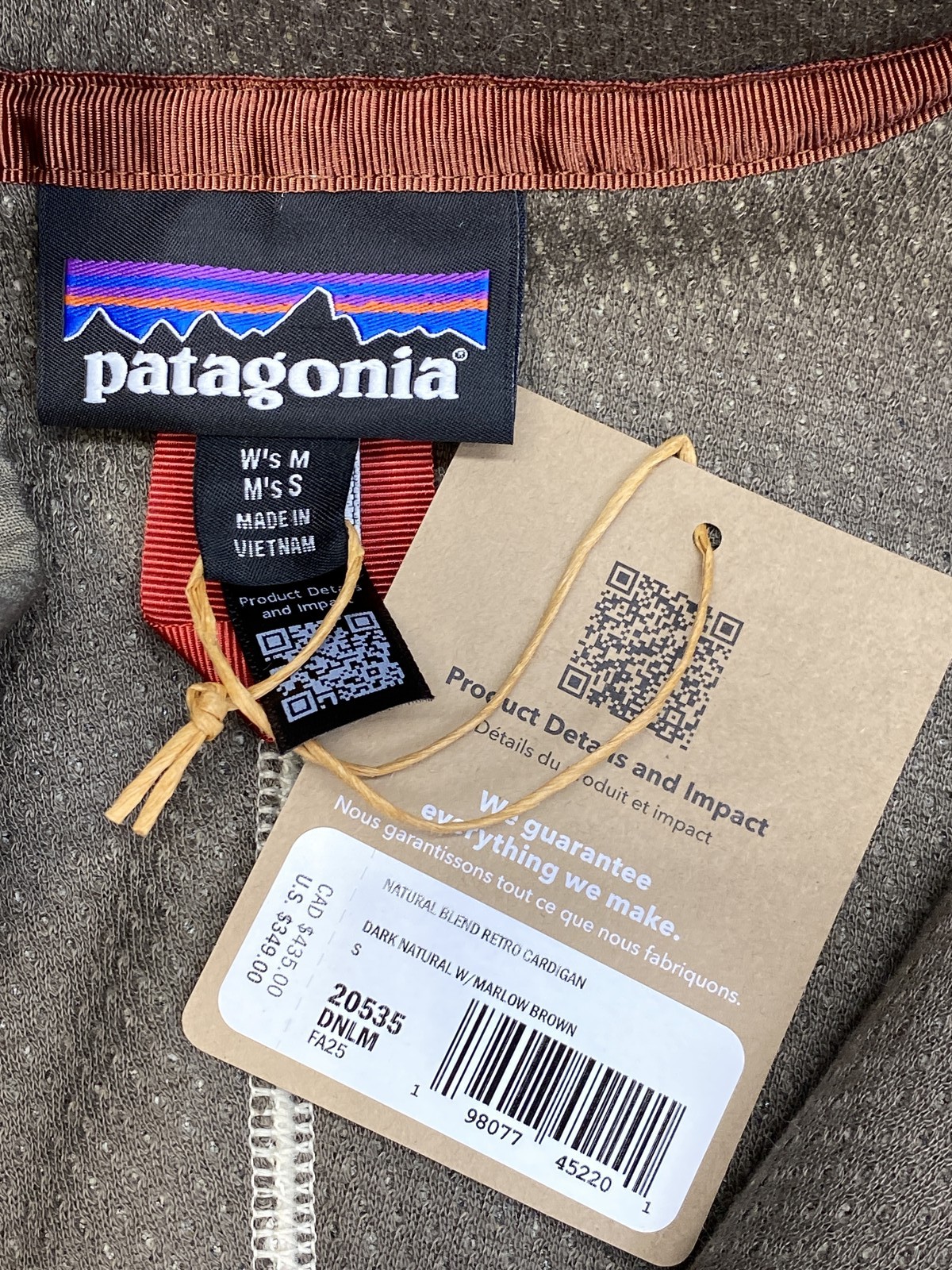 Patagonia Unisex Jacket Beige Size M S/W M Natural Blend Retro Full Zip Cardigan thumbnail 8