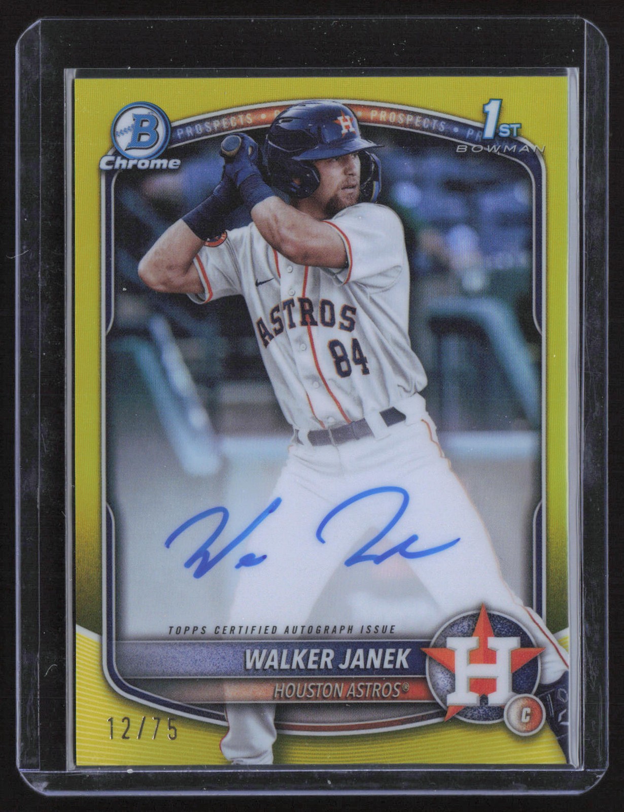 2025 Bowman #CPA-WJA Walker Janek Chrome Prospects Auto Yellow Refractor #/75