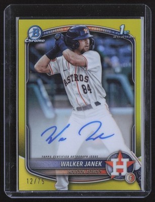 2025 Bowman #CPA-WJA Walker Janek Chrome Prospects Auto Yellow Refractor #12/75