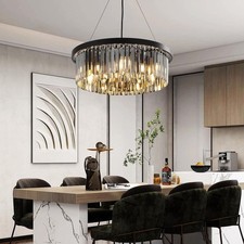 Modern LED Crystal Chandeliers Luxury Adjustable Pendant Ceiling Light Fixture 