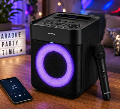 MEDION LIFE E61177 (MD44077) Karaoke Bluetooth Soundsystem   Tragbarer Partylaut