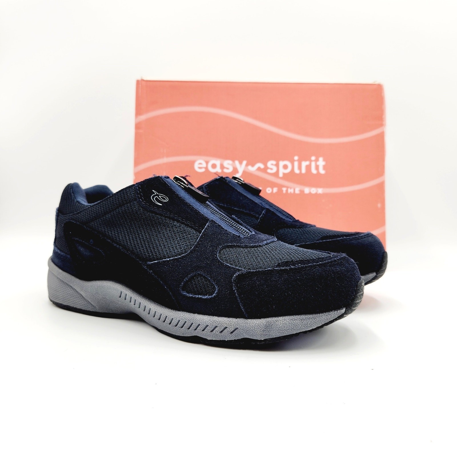 Easy Spirit Women Dark Blue Suede Rheal Walking Comfort Sneakers Size 7 Wide