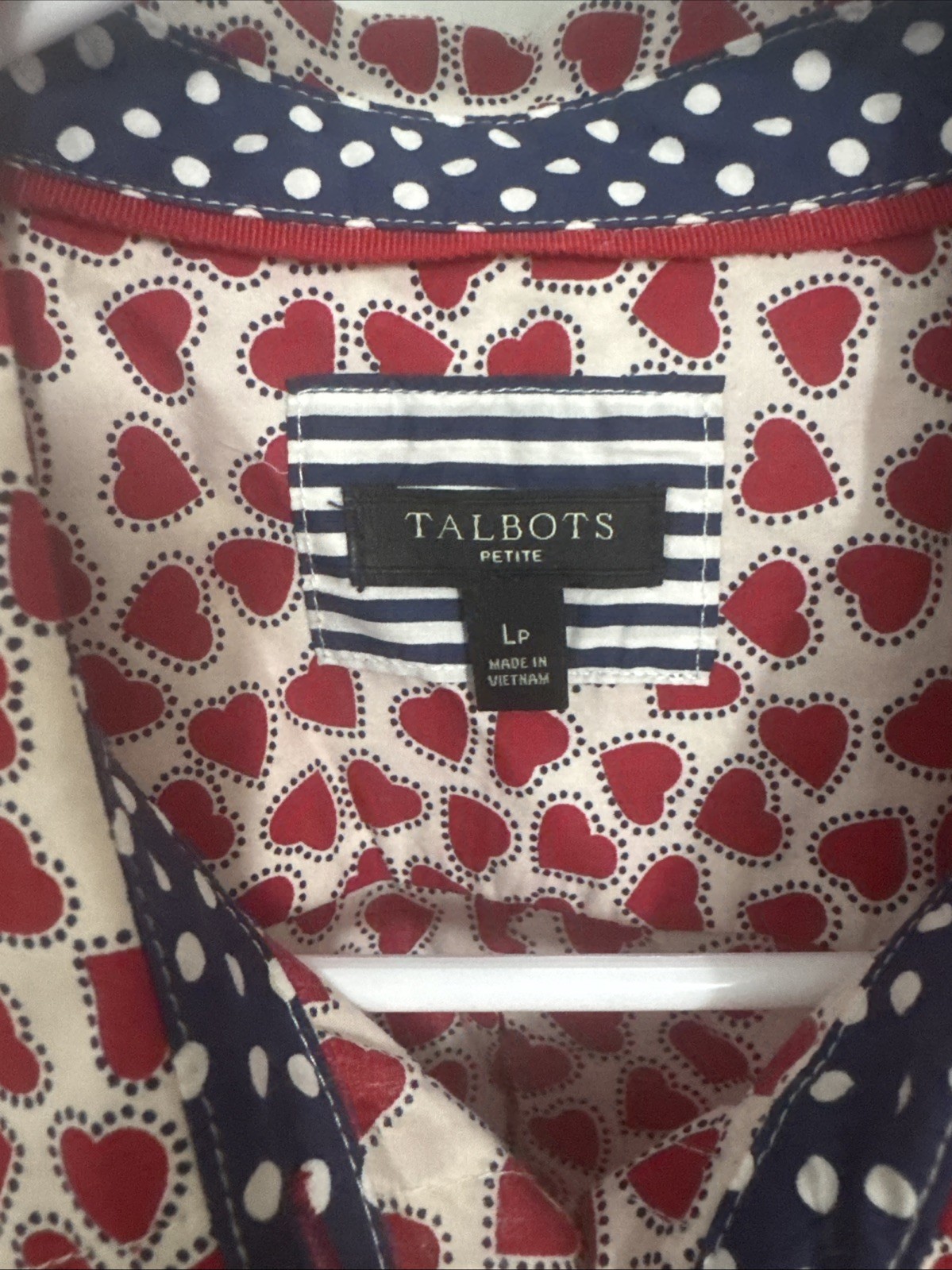Talbots Womens Red White Heart Print Long Sleeve … - image 2