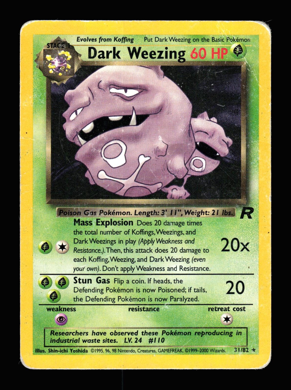 Dark Weezing 31/82 Unlimited Rare Team Rocket Pokemon 2000 HP Yoshida