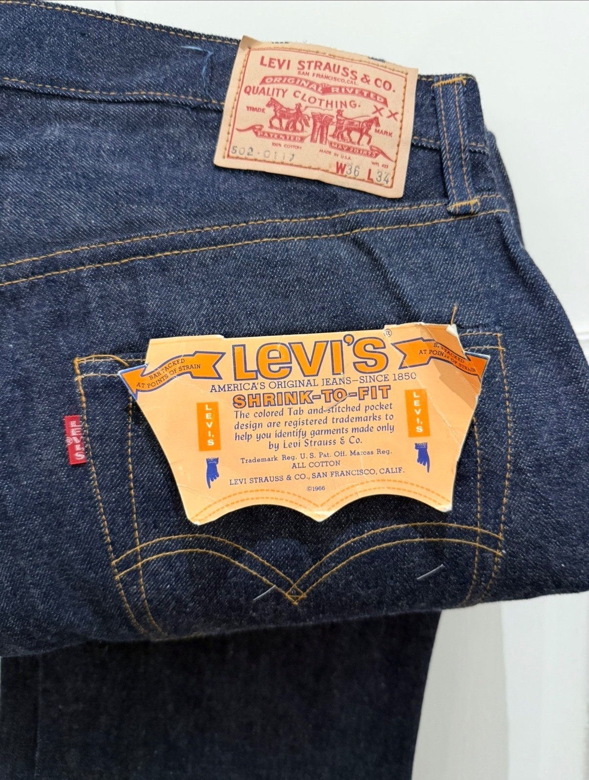 Levis 502-0117 1960s vintage bigE DEADSTOCK W36 L34 jeans image 10