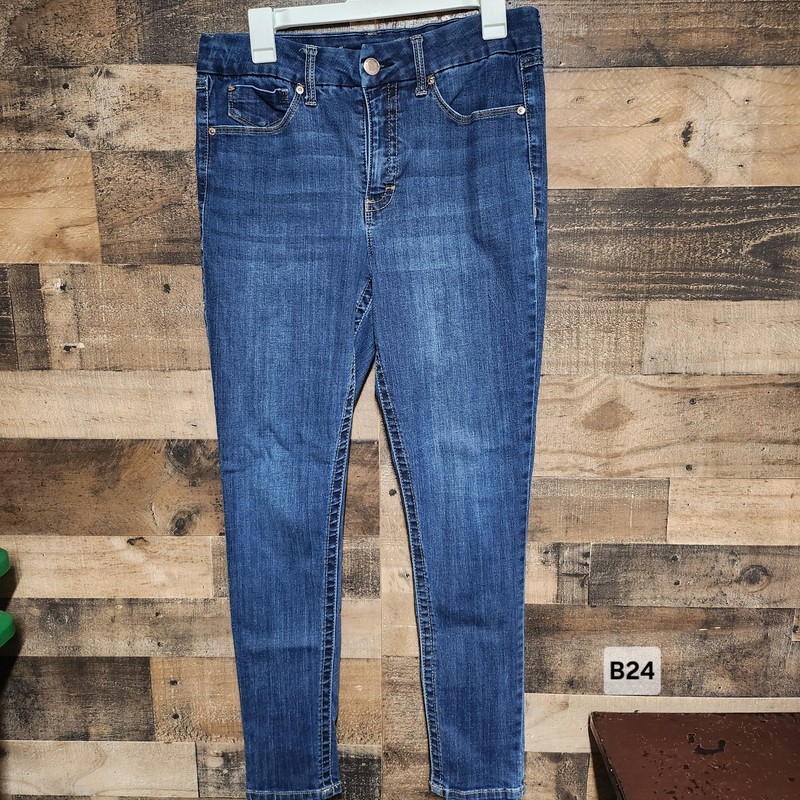 Seven 7 Women's Size 12 Jeans Tummyless High Rise Skinny Blue Denim Stretch