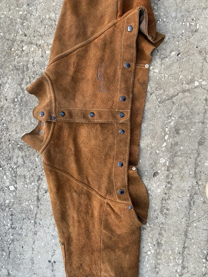 Chaqueta de trabajo marrón con manga de capa de soldadura XL 100 % cuero de vaca # 3821 RN 80322 Foto 2 de 4