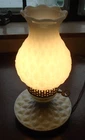 VINTAGE FENTON Milk Glass QUILTED DIAMOND PATTERN Boudoir / Desk LAMP 11" Tall