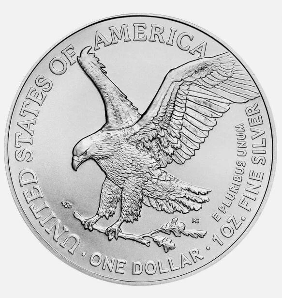 Moneda de 1 dólar American Eagle de plata fina 2025 de 1 oz .999 BU Foto 2 de 2