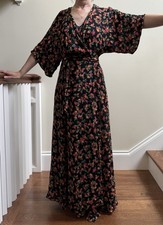 FARM RIO Dainty Cashew Wrap Dress Maxi Dolman Colorful Lightweight Semi Sheer M