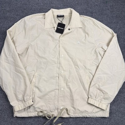 The Hundreds Jacket Mens Medium Light Khaki Crinkled Nylon Coaches Windbreaker