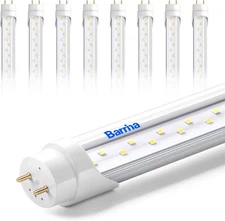 Barrina T8 LED Bulbs 4Ft, 24W, 3200LM, 6000K, Fluorescent Tube, 8 Pack