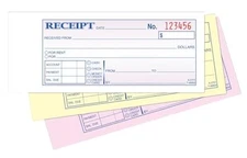 Adams Money/Rent Receipt Book, Carbonless, 3-Part, 2-3/4 x 7-3/16 Inches, 50