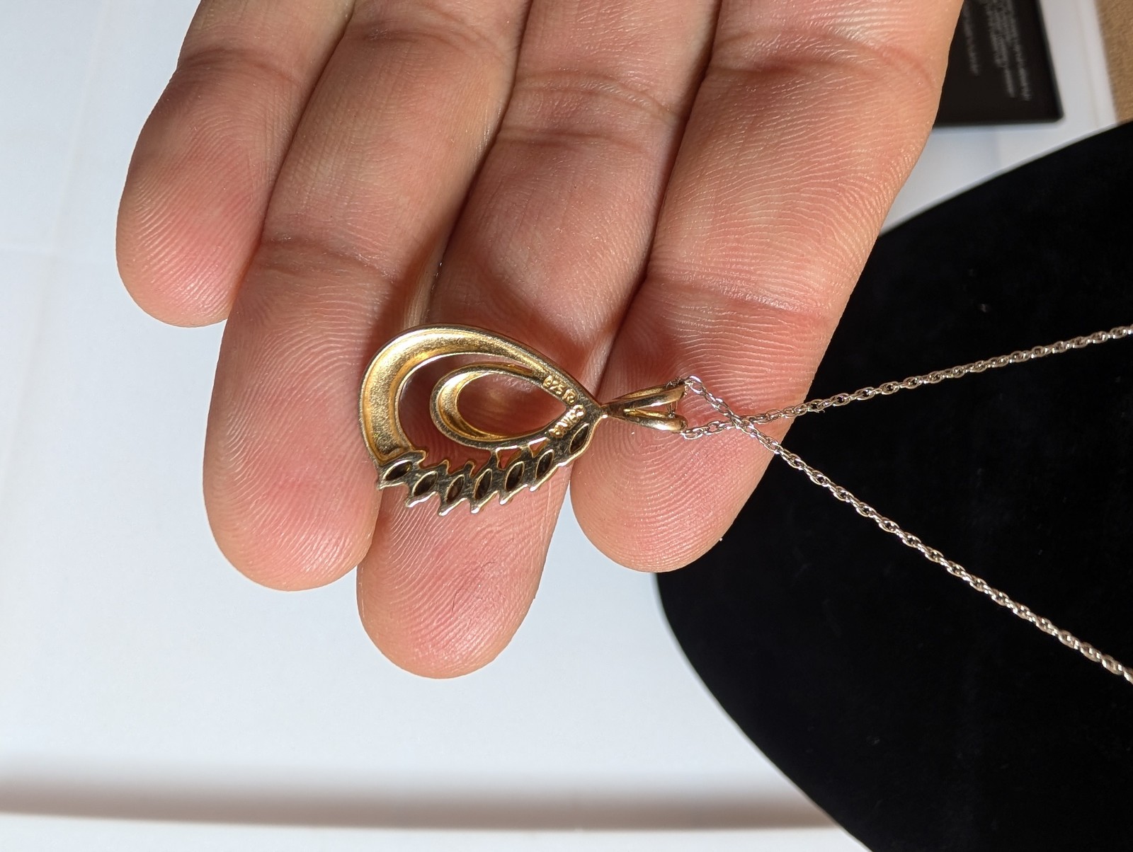 Sterling Silver Multiple Row Teardrop Pendant Nec… - image 3