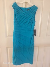 Adrianna papell dress size 2 cap sleeve midi blue 