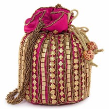 HANDMADE TRADITIONAL ETHNIC CLUTCH SILK POTLI BATWA POUCH BAG FOR WOMEN GIRLS