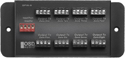 8-Zone Speaker Distribution Panel, Single Stereo Input to 8 Outputs, 150W RMS pe