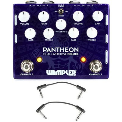 Wampler Dual Pantheon 2-channel Overdrive Pedal with EBS Patch Cables