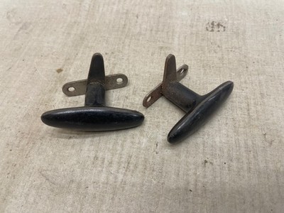 2 x Bakelite DDR Olive Fenster Schrank 80mm Griff Plaste