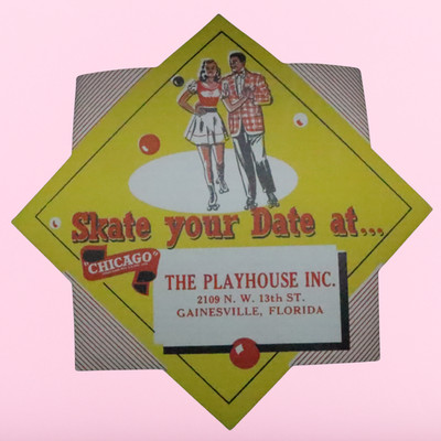 Vintage Gainesville Florida 1940s Roller Skating Rink Sticker Label Decal Rare