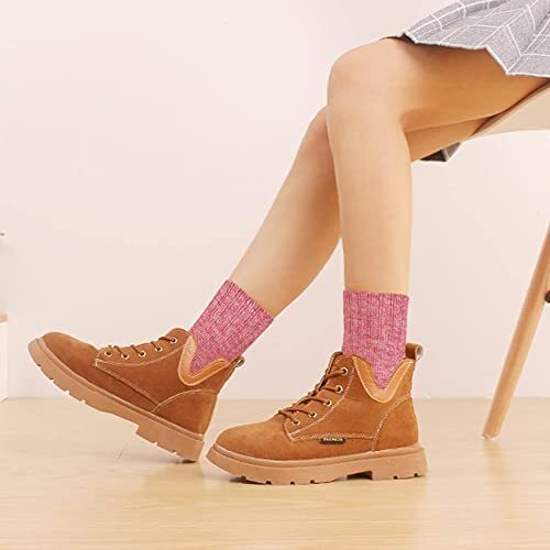 Damen-Wollsocken, 5 Paar dick gestrickte Wintersocken für blau grün - Bild 4 von 6