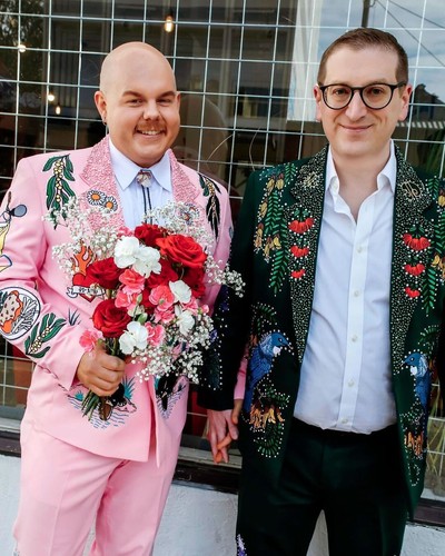 Bespoke 2Pc Pink Peak Lapel Pearl Embroidered Flora & Fauna Country Western Suit - Picture 5 of 12