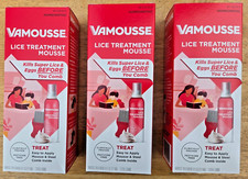 THREE Vamousse Lice Treatment MOUSSE W/ Comb Easy Apply Homeopathic 6 Oz Each