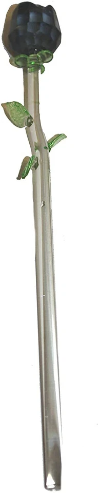 6朵黑色花朵,花束6朵玻璃玫瑰带绿叶,花瓶不包括在内!  — 第 2/3 张图片