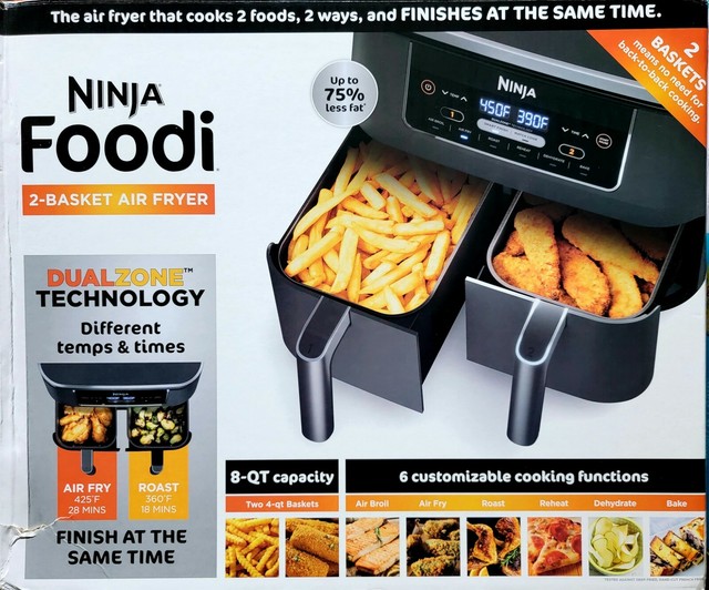 Ninja DZ201 8qt 2 Basket Air Fryer with Dual Zone Technology for sale