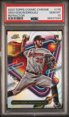 Graded 2023 Topps Cosmic CHR Grayson Rodriguez #176 REF RC Baseball Card  PSA 10