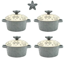 Temp-tations S/4 12oz Covered Bakers K60435 Single Serving Crock,Muffin,GRAY