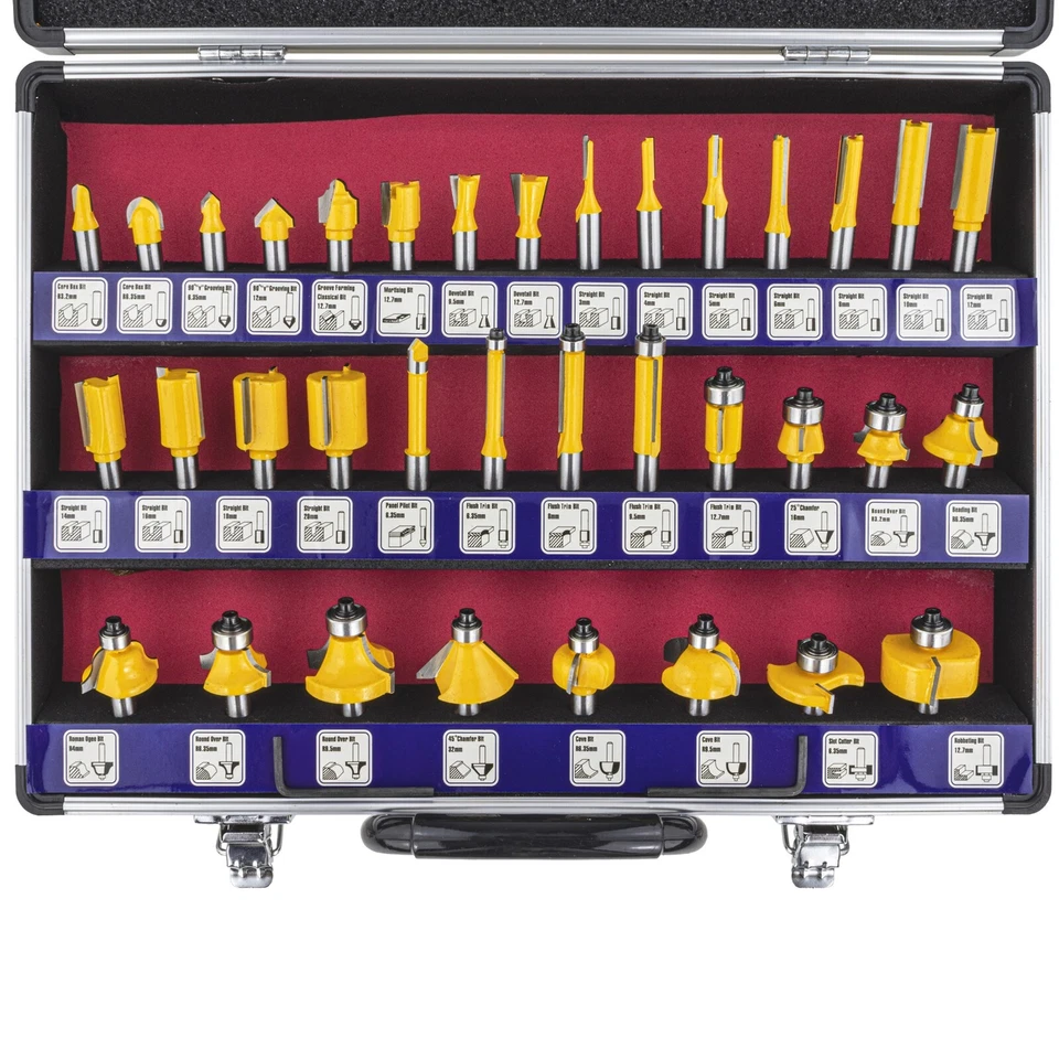 Fräsersatz Holz Oberfräse Holzfräser 35 Tlg. Fräser 8mm Nutfräser Abrundfräser - Bild 3 von 4