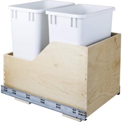 Hardware Resources CAN-WBMD35 Bottom Mount Double Trash Can - White
