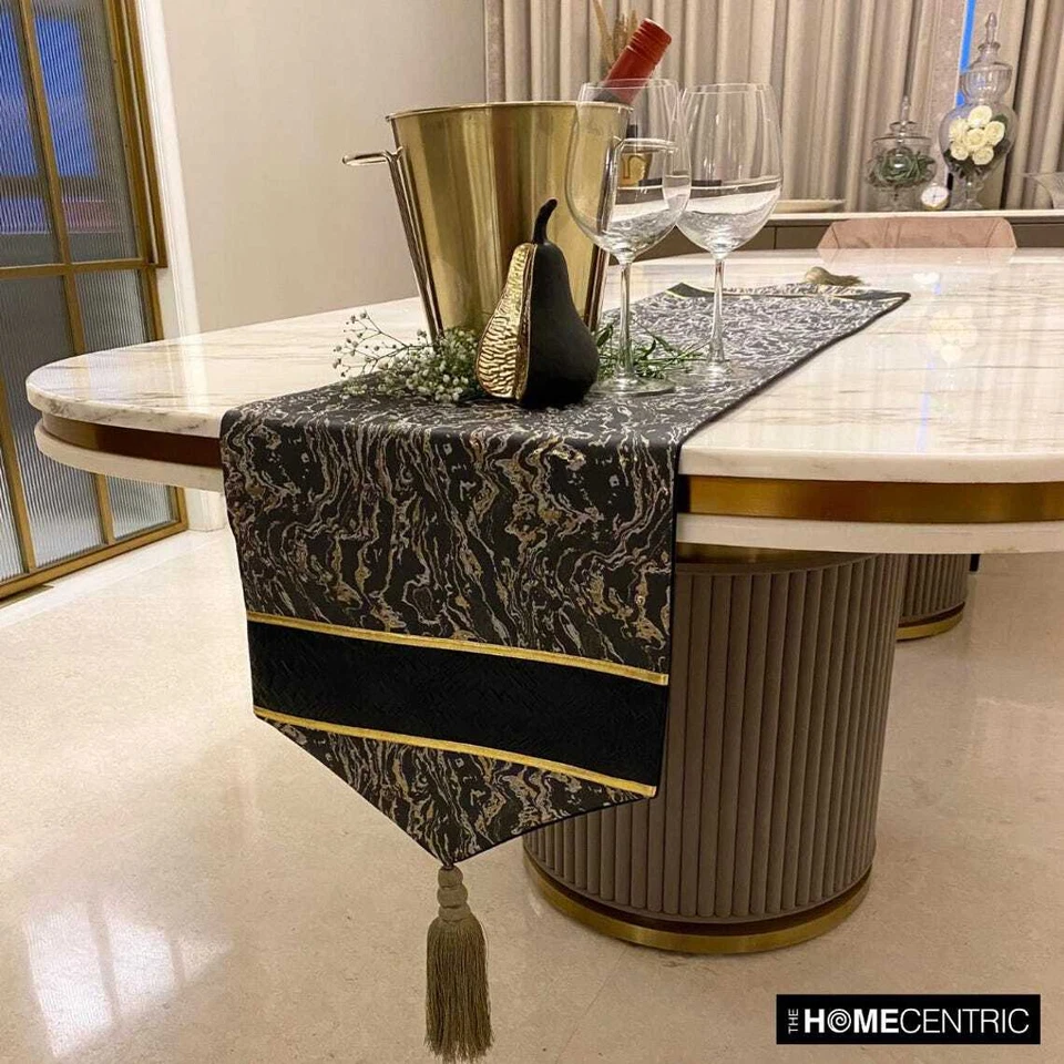 Decorative Table Runner Black Leather Wedding Décor Table Décor - Leather Runway - Image 3 of 4