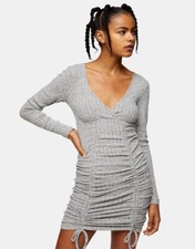 Topshop Womens Gray Wrapped Ruched Minidress Casual Dress Medium