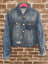 NWT GAPKIDS GAP KIDS GIRLS XL 12 JEAN JACKET TRUE COLORS DENIM GUITAR DESTRUCTED