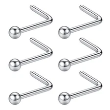316L Surgical Steel 22g/20g/18g L-Shape Nose Rings Studs Piercing Jewerly