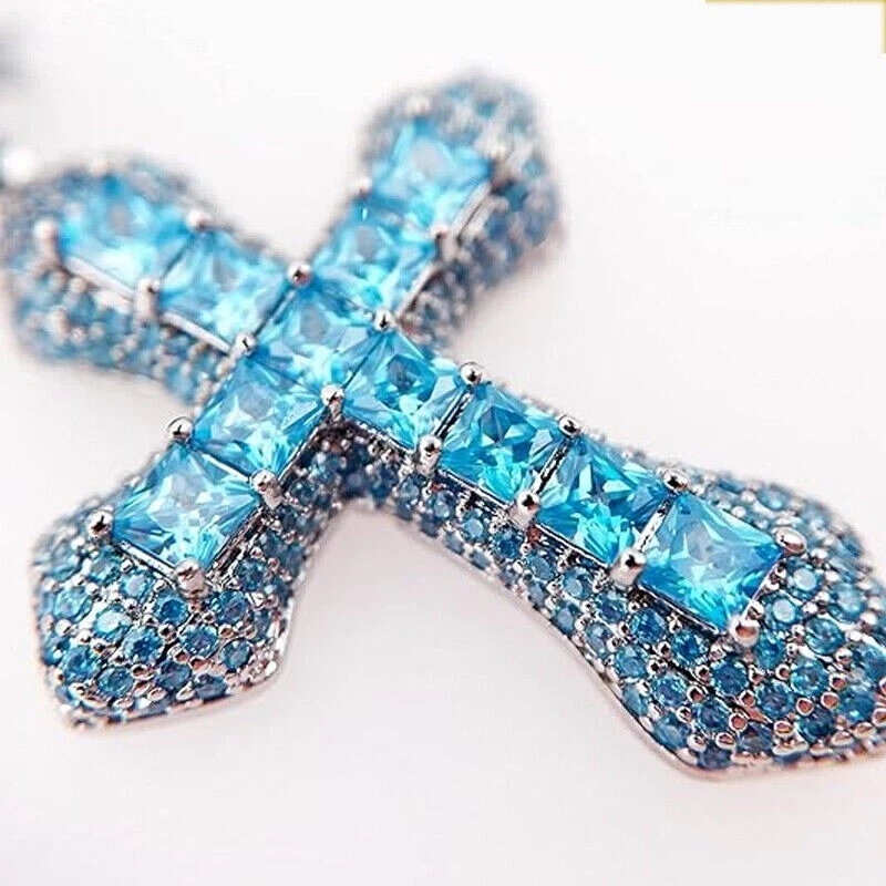 Colgante Cruz Circonita Circonita Acero Inoxidable Hip Hop Collar Cuello Rapero Accesorio Regalo Nuevo Foto 2 de 4