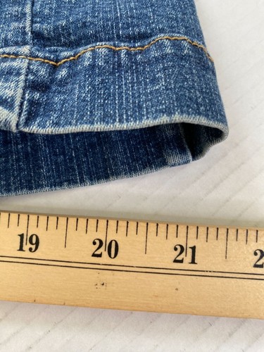 Village Jeans Womens Blue Denim Double Breasted Distressed Jacket Size 2X - Picture 9 of 9