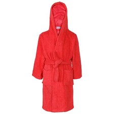 Enfants Filles Garçons 100% Coton Mou Rouge Capuche Peignoir Luxe Pansement Robe