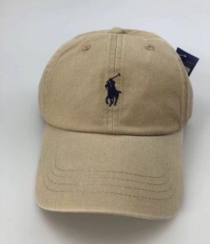 Polo Ralph Lauren Khaki Cotton Chino Buckled Strap Cap Hat Unisex NWT