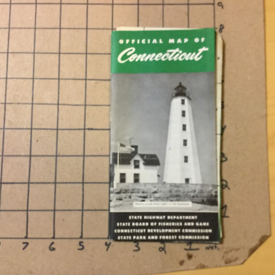 Original Vintage Map: official Map of CONNECTICUT - 