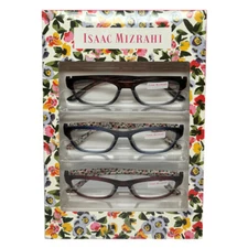 Isaac Mizrahi 3 PACK Gift Box Women's Reading Glasses in Tortoise,Blue,Red +2.50