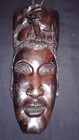 Hand carved strong and  brown  Ebony wood mask and  Elephant  attached.  — photo 1