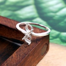 Semi Mount Ring Sterling Silver Jewelry Ring Stone Size 5X4mm Pear Shape 2 Piece