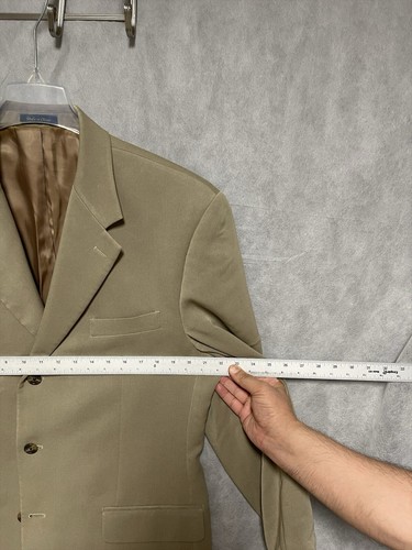 Chaps Suit Men 42L Beige 3B Textured Flannel 36X30 Cuff Pant Ralph Lauren Luxury - Picture 3 of 20