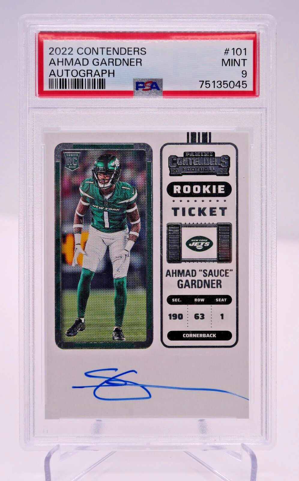2022 Panini Contenders - Rookie Ticket RPS Autographs #101 Ahmad Gardner PSA 9