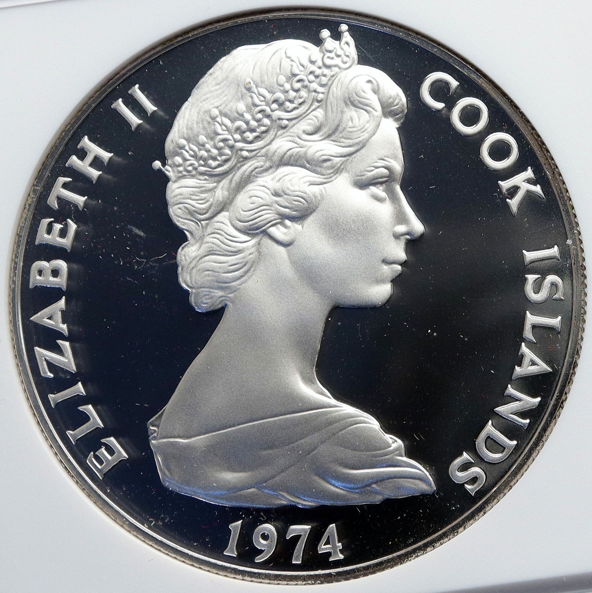 1974 COOK ISLANDS Elizabeth II James Cook PF Silver 7 1/2 Dollar