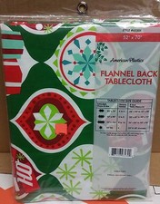 FLANNEL BACK VINYL TABLECLOTH 52" x 70", WINTER, CHRISTMAS THEME by AP