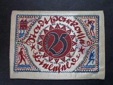 Germany Notgeld Bielefeld SILK 25 Mark  1922 UNC with Round Stamp